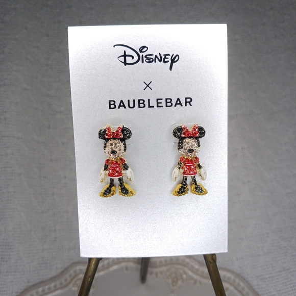 Disney × Baublebar Minnie Mouse Rhinestone Drop Dangle Earrings - Picture 5 of 5